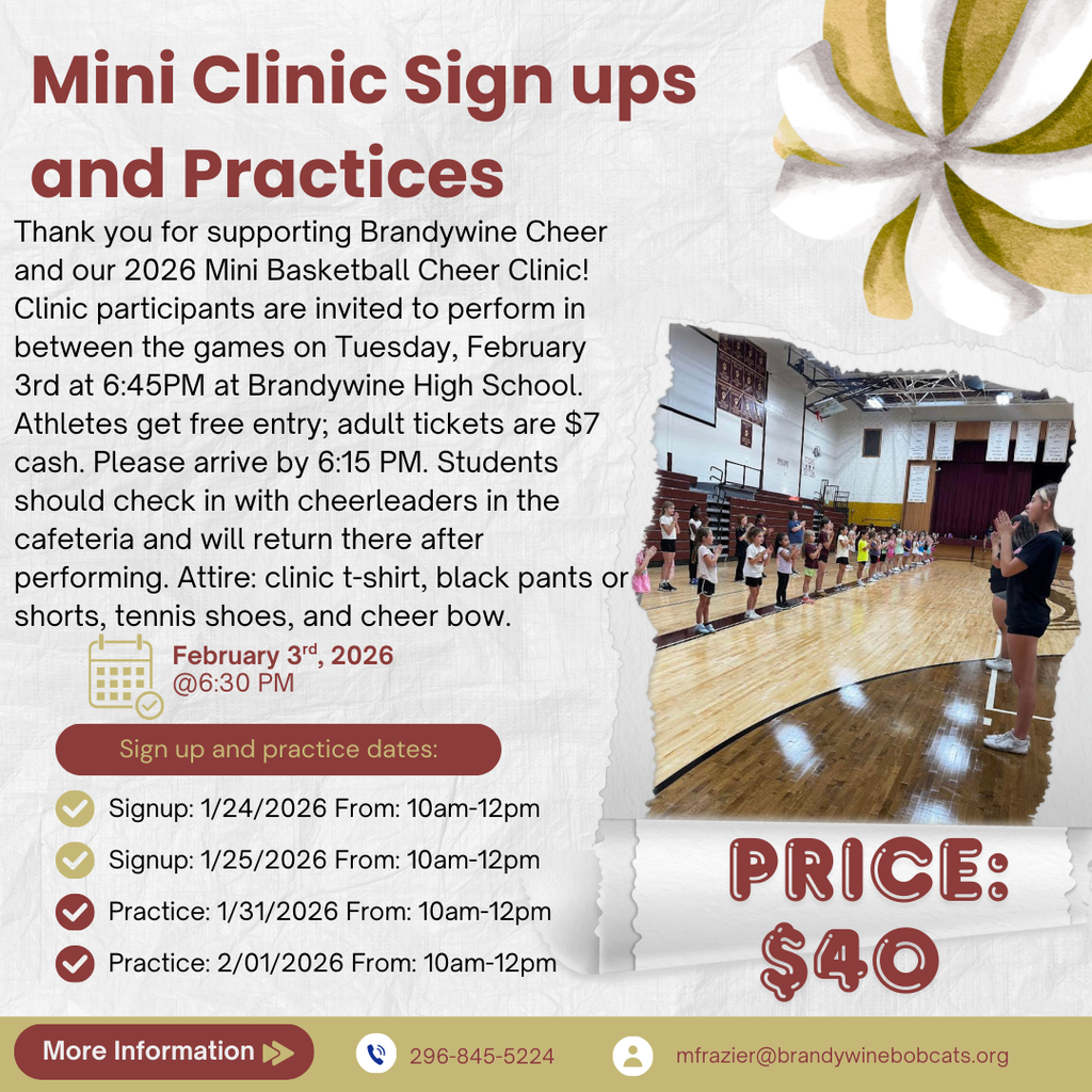 mini clinic signs ups and practices for cheer clinic