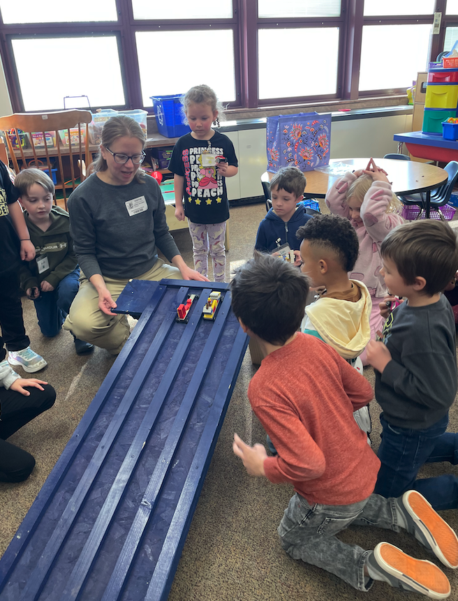students racing cars