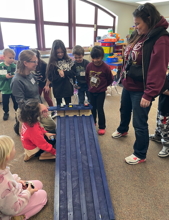 students racing cars