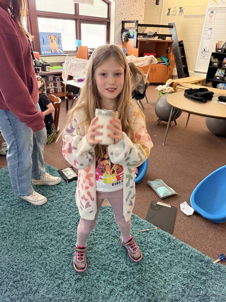 student making butter