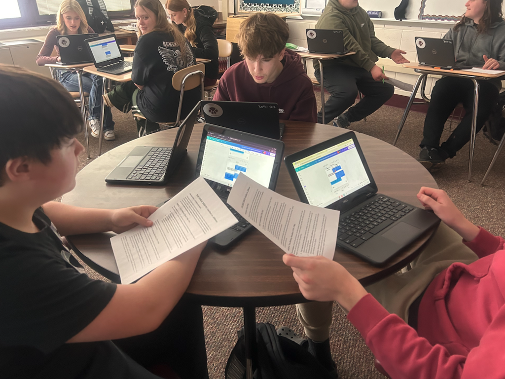 students on computers writing text messages