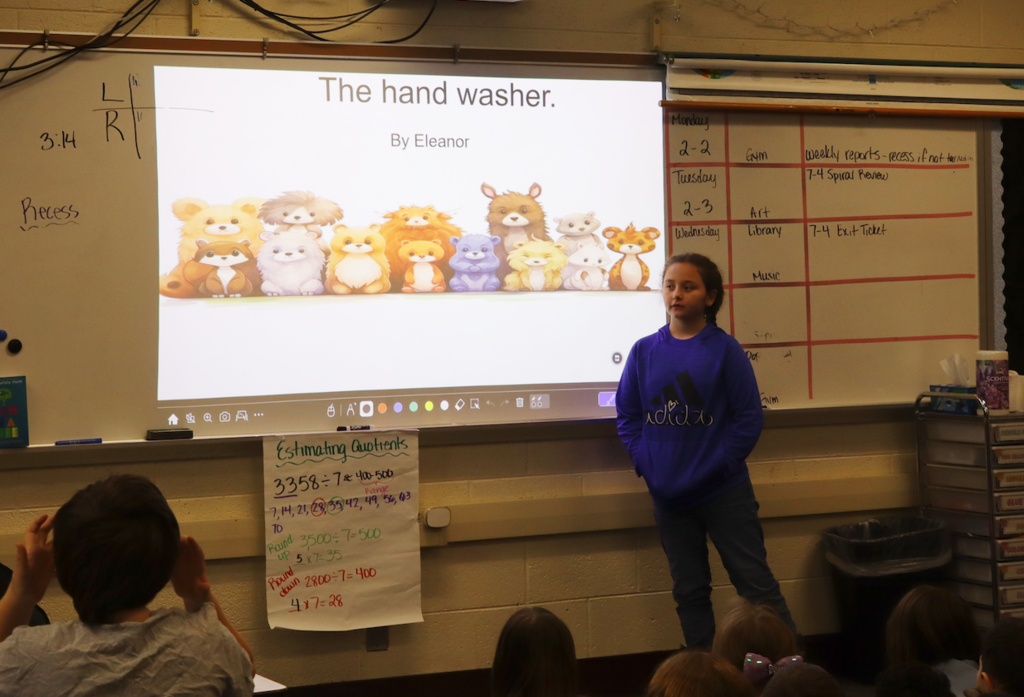 young girl presenting hand washer