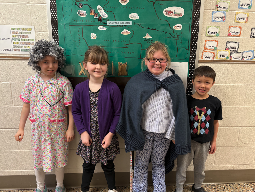group of second graders dressed as 99 years old