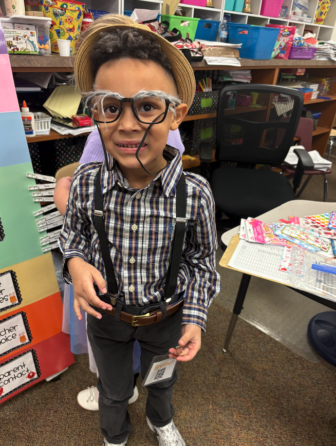 little boy dressed as old people