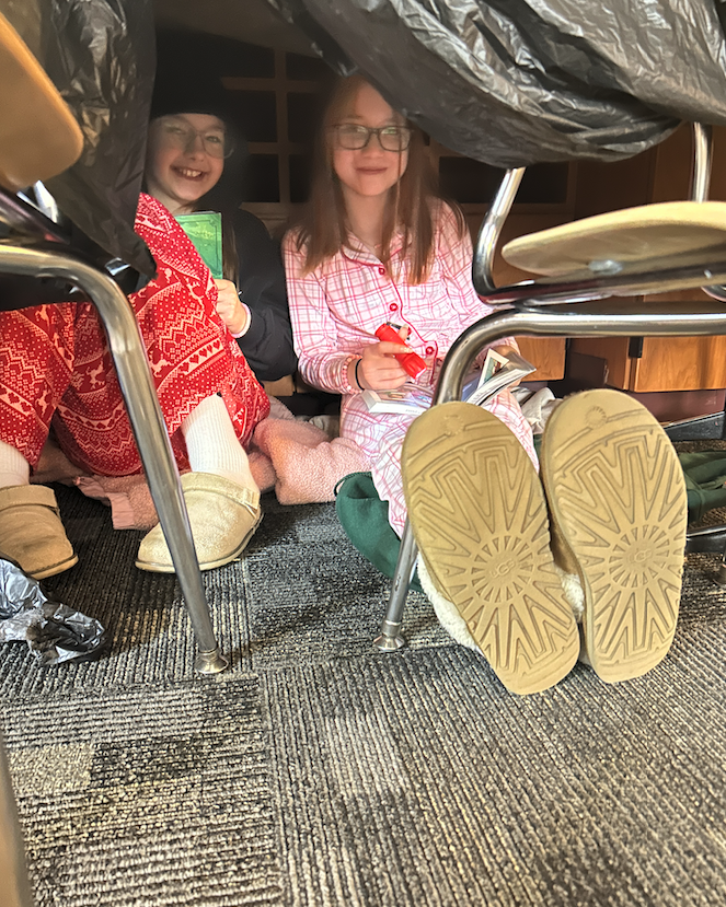 kids under desks reading