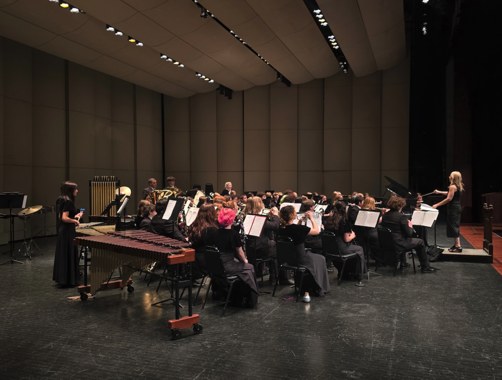 band on stage at festival