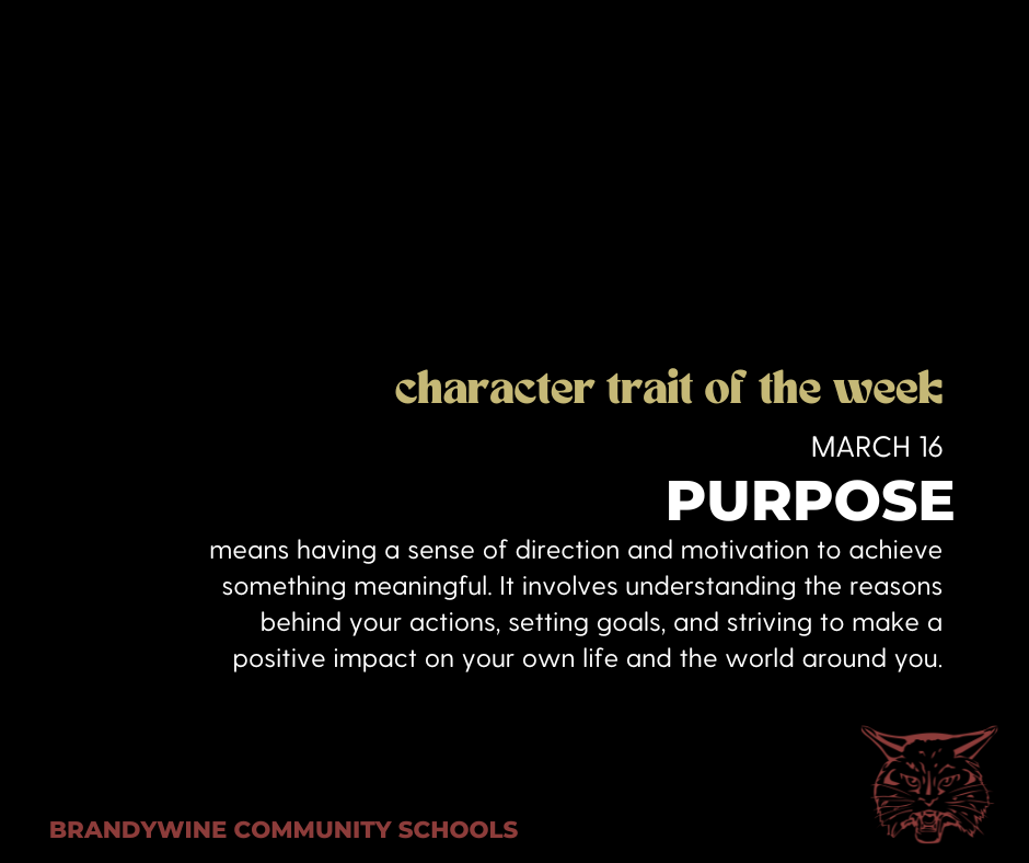 purpose Purpose means having a sense of direction and motivation to achieve something meaningful. It involves understanding the reasons behind your actions, setting goals, and striving to make a positive impact on your own life and the world around you.