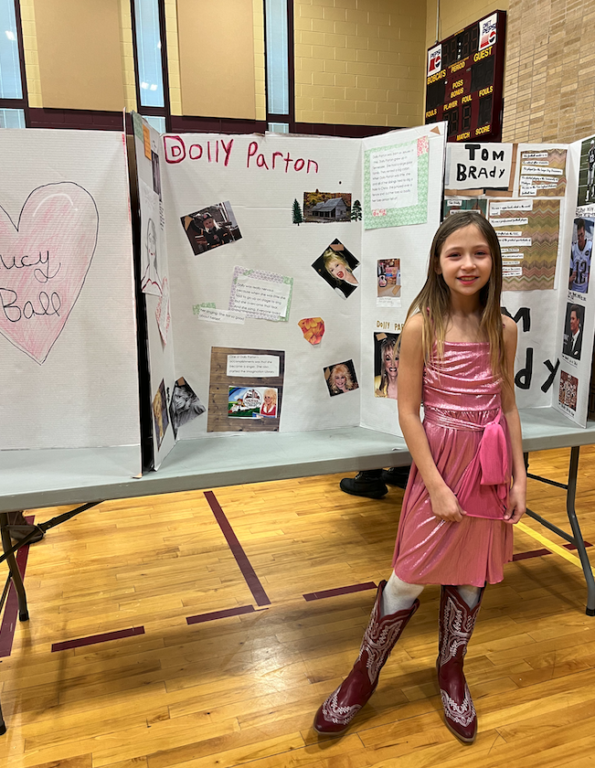 kid dressed up as Dolly Parton