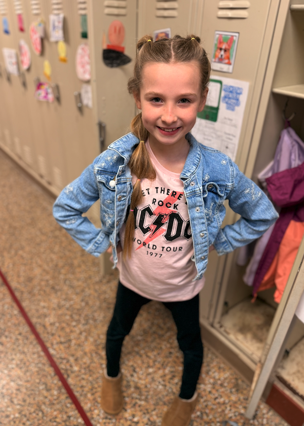 little girl dressed up as rockstar