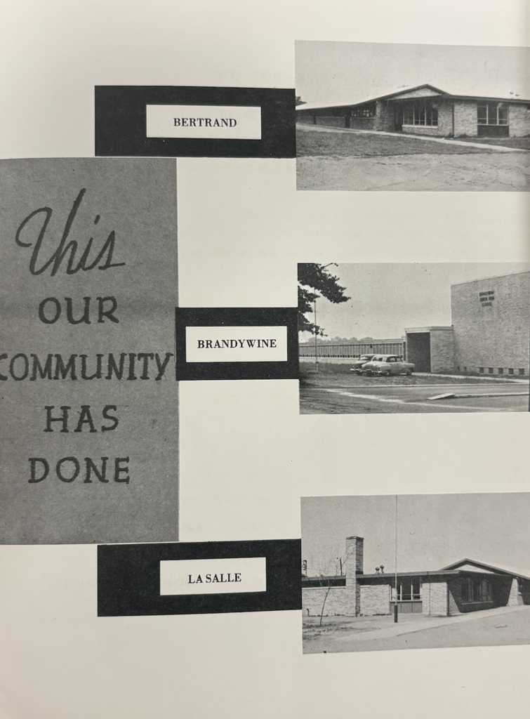 three schools buildings, Bertrand, Brandywine and Lasalle