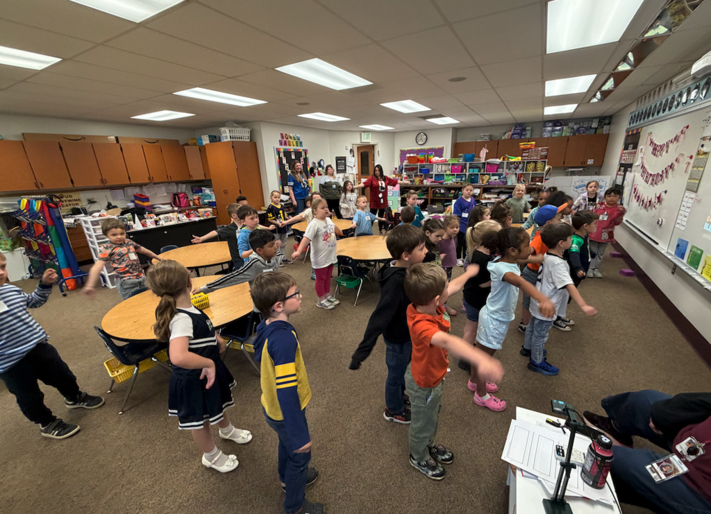 students in class dancing