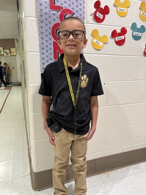 little boy dressed up as Principal Matt Severin
