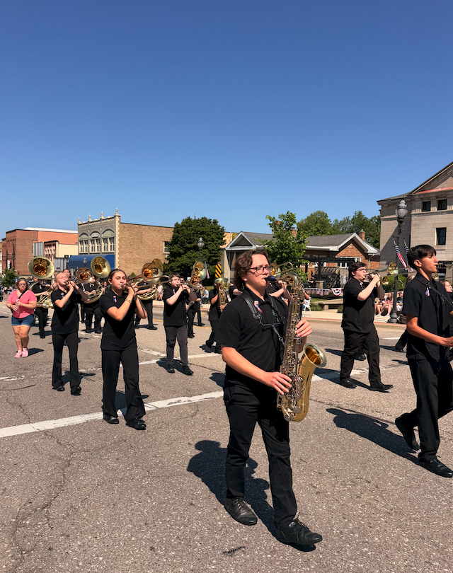 band students marching in memorial day parade