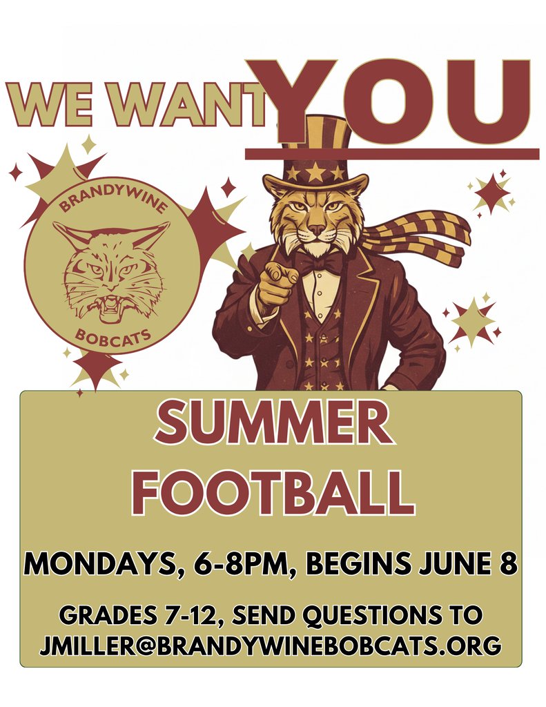 summer football practice Mondays 6-8 p.m. beginning June 8 grades 7 -12