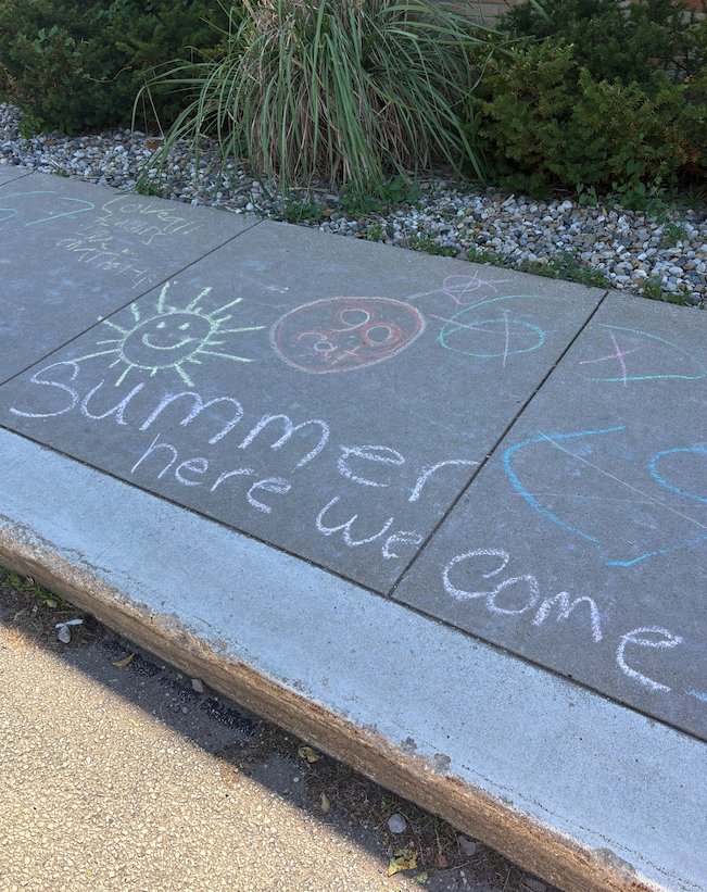 summer here we come chalk drawing