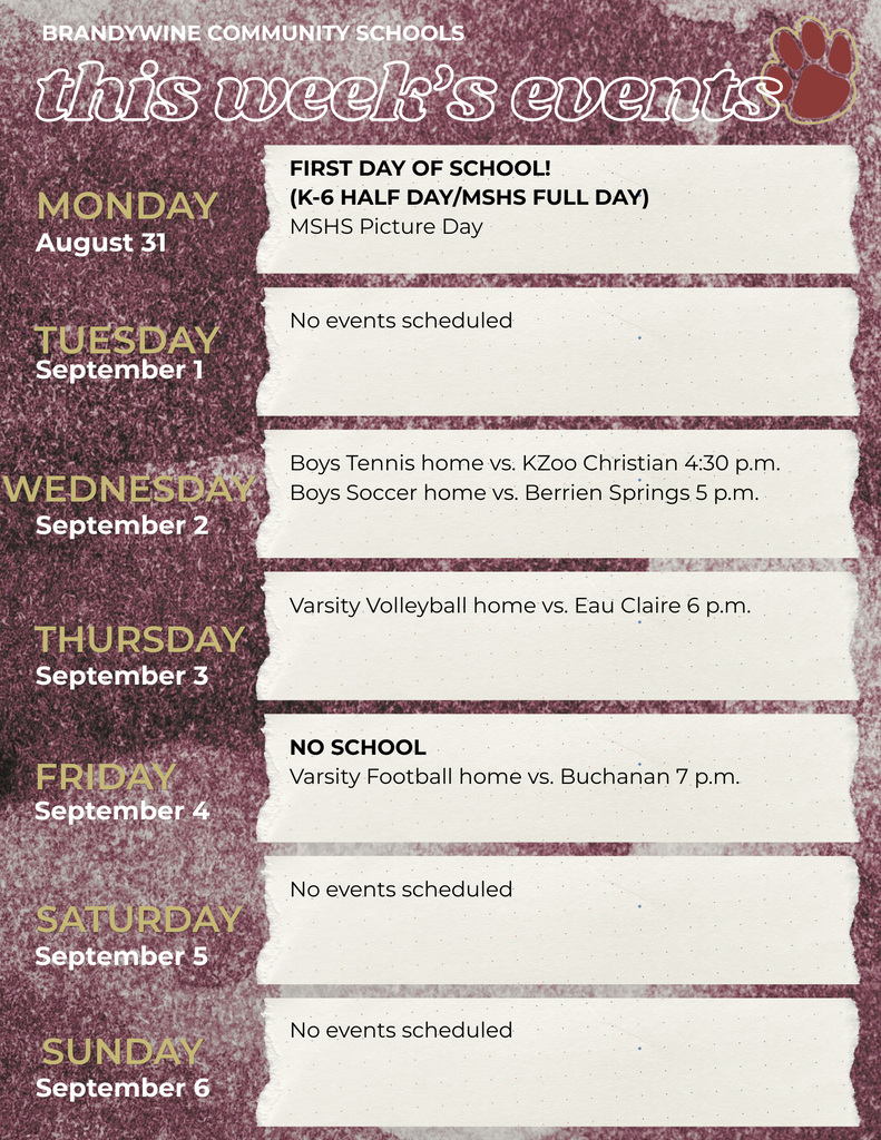 This Week's Events view list at brandywinebobcats.org