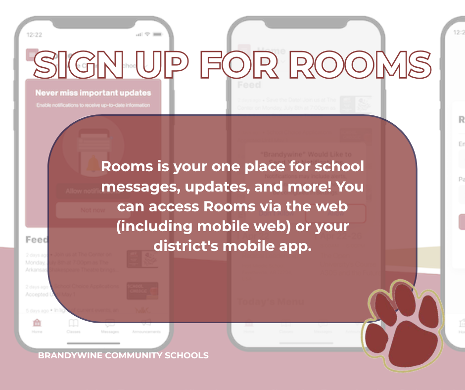 sign up for rooms rooms is your one place for school messages, updates, and more! you can access Rooms via the web (including mobile web) or your district's mobile app