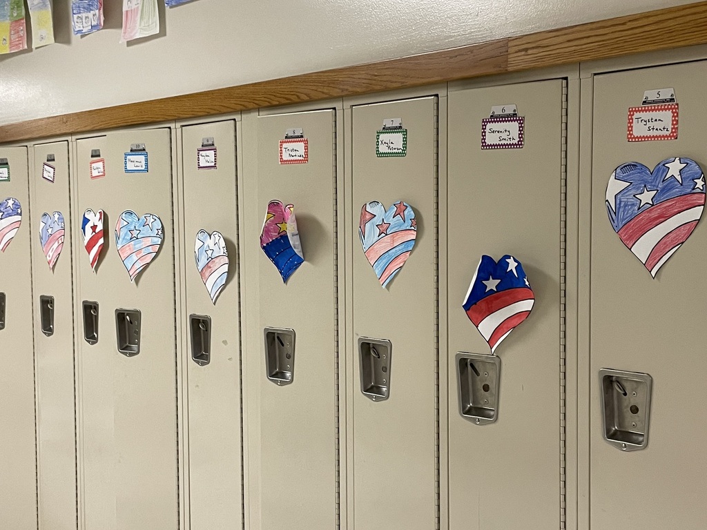 lockers with american flag hearts