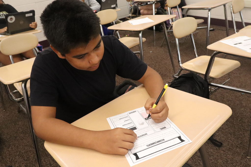 student working on project