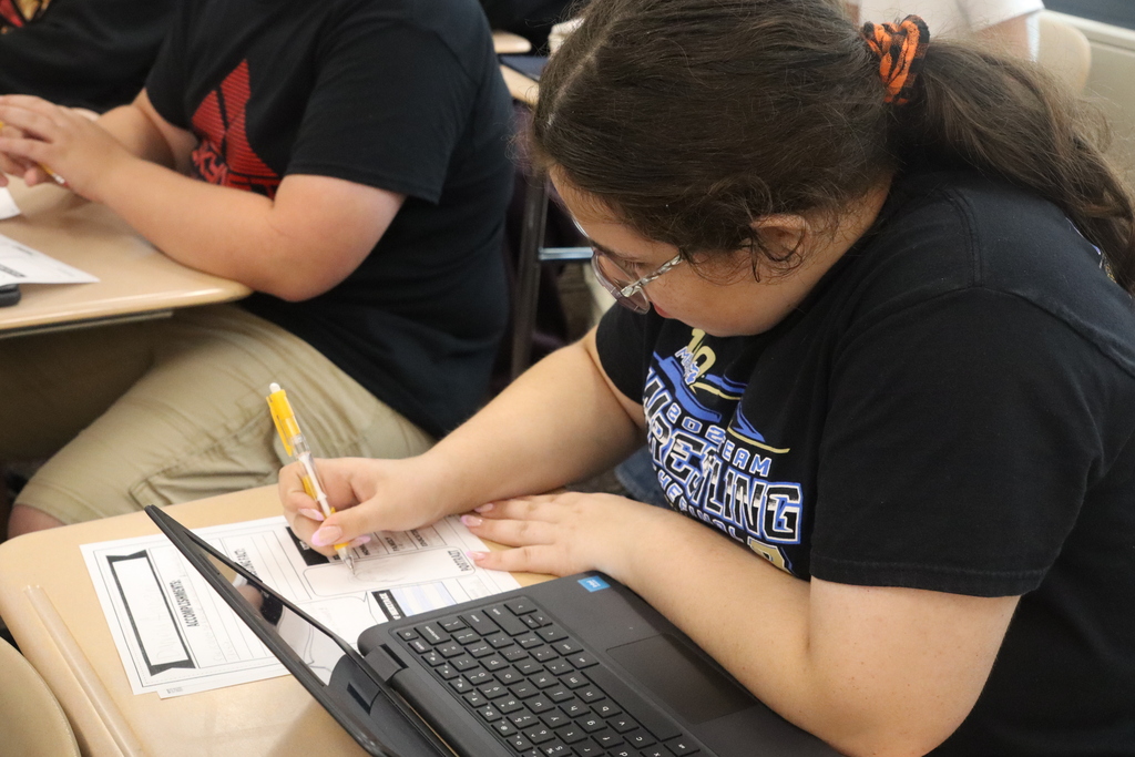student working on project