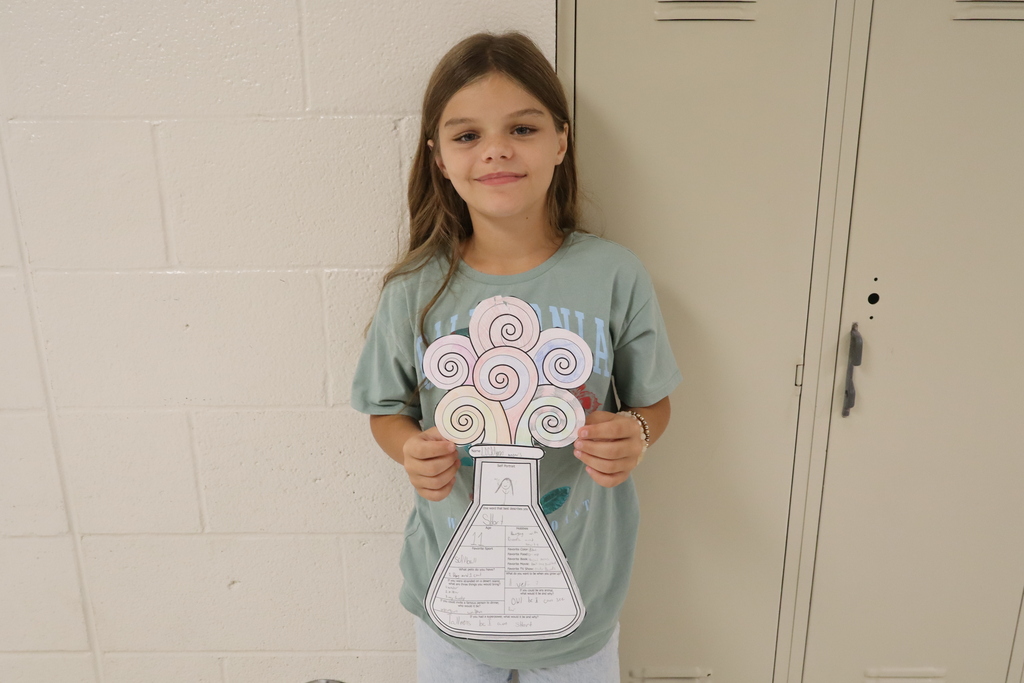 student with science flask with about her facts