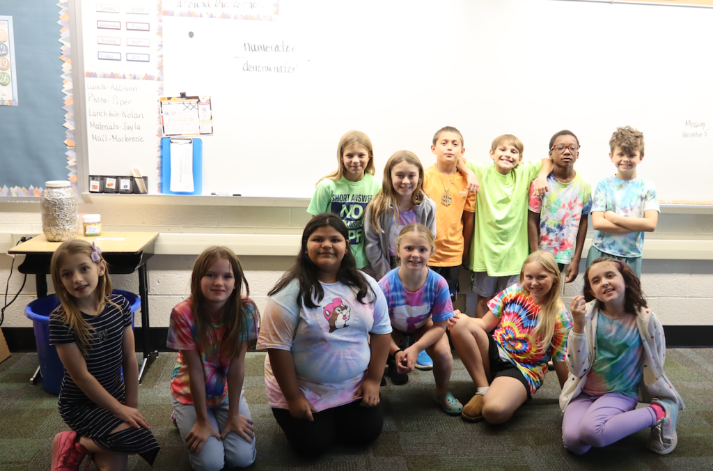 kids dressed in tie dye