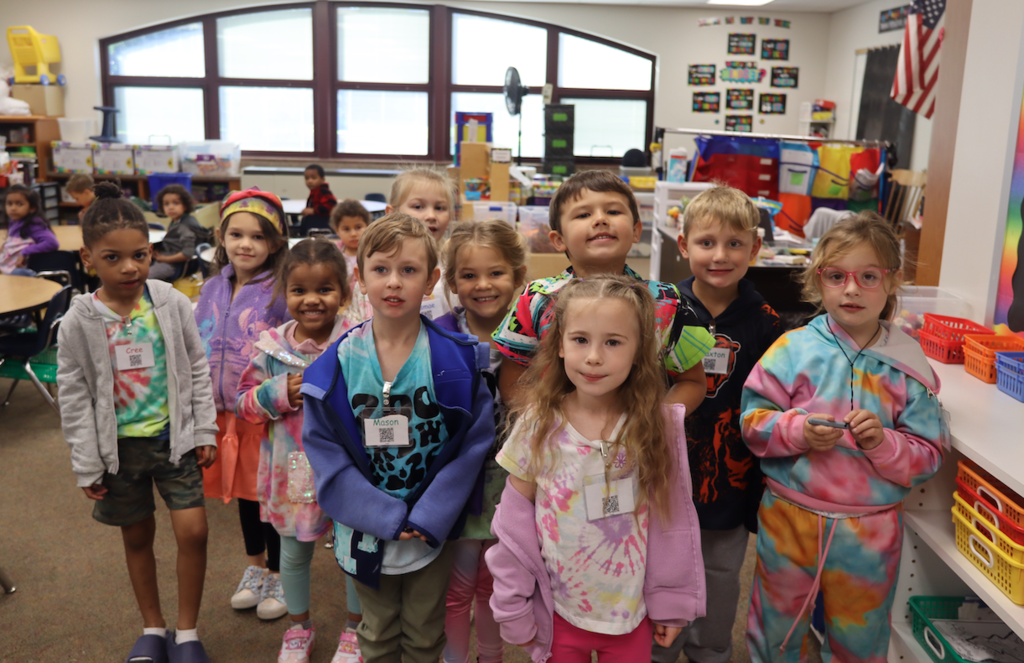 kids dressed in tie dye