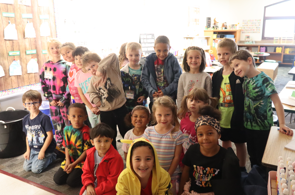 kids dressed in tie dye