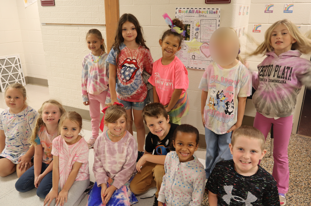kids dressed in tie dye