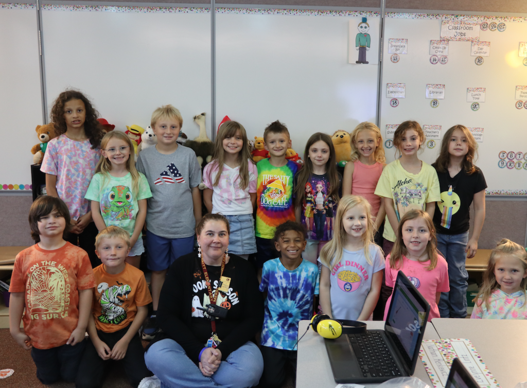 kids dressed in tie dye