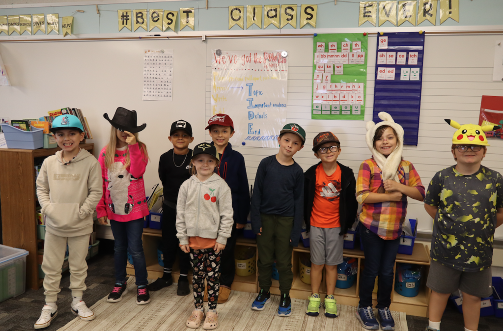 students with hats on