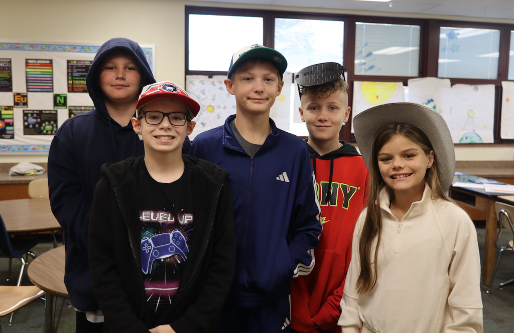 students with hats on