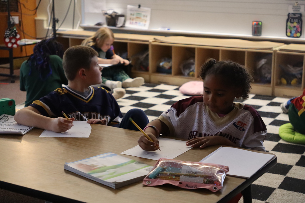 two students working at their desk