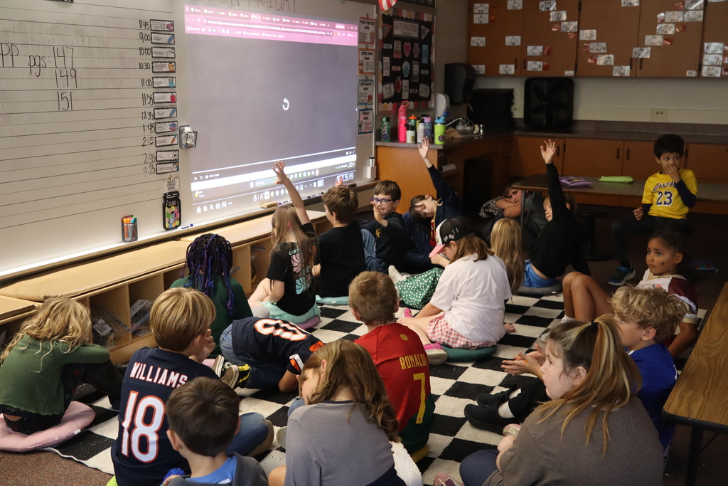 students raising their hands 