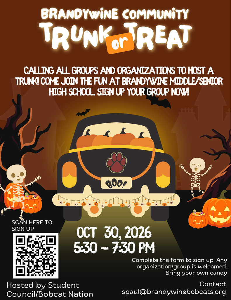 brandywine community trunk or treat Calling all groups and organizations to host a trunk! Come join the fun at Brandywine Middle/SENIoR High School. sign up your group now!Oct 30, 2026 5:30 - 7:30 pm