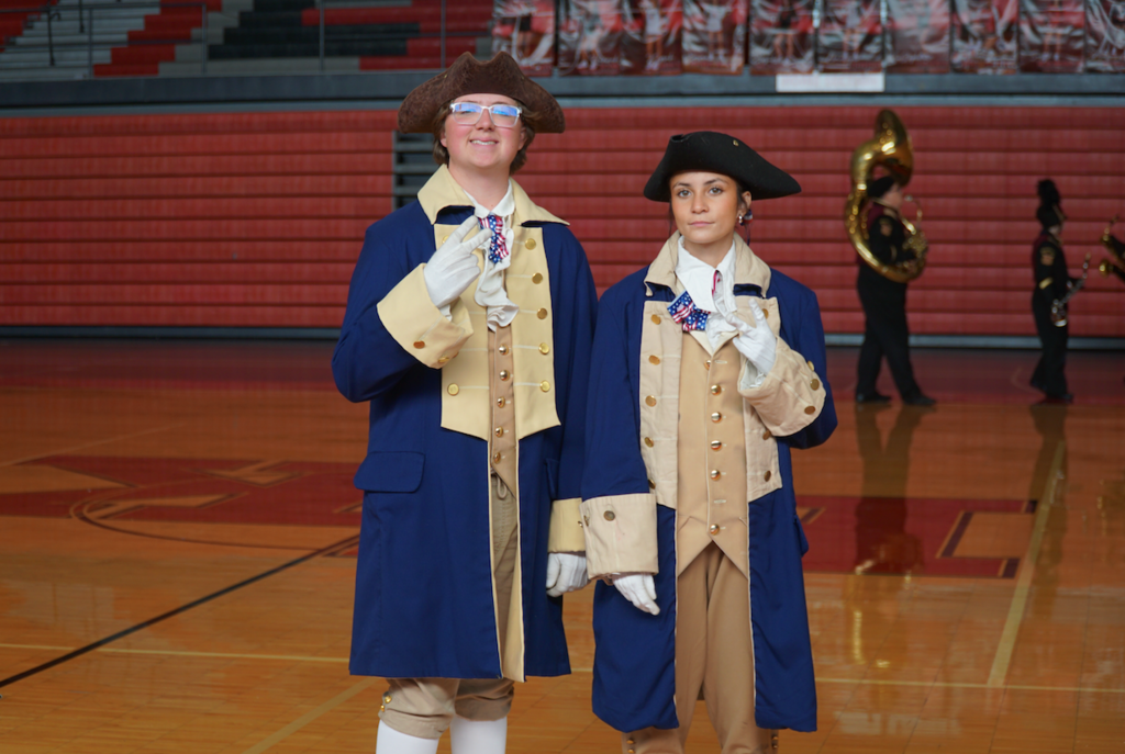 drum majors dressed in old american wear