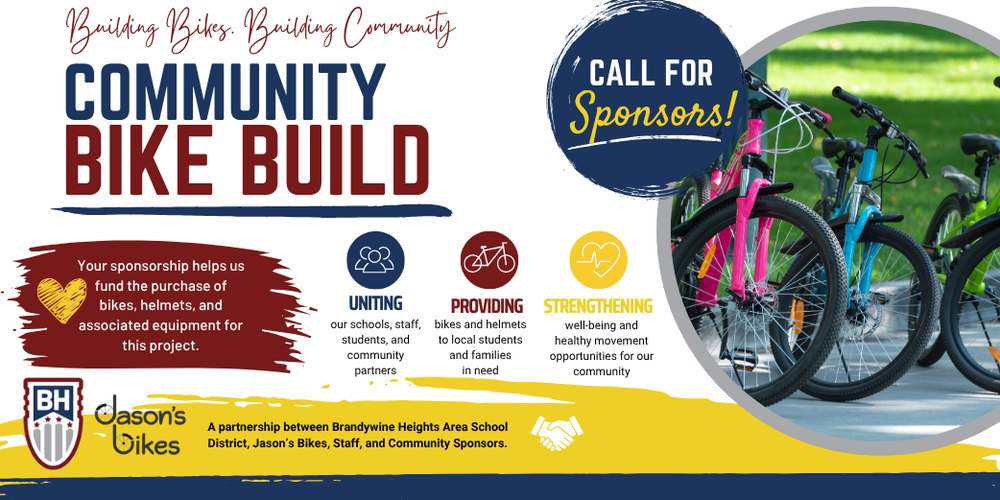 Flyer header for a community bike build asking for sponsors