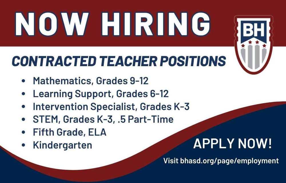 Now Hiring Teachers for 2026-27