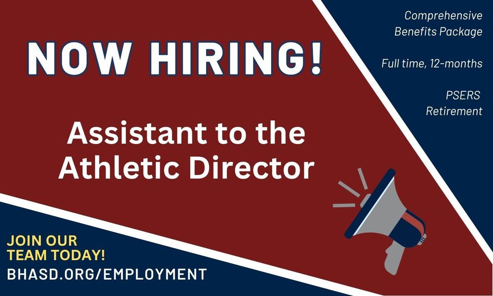 Now Hiring Assistant to the Athletic Director Graphic