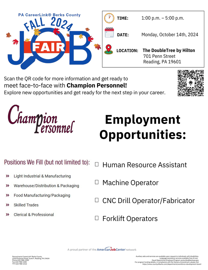 EJO-Champion Personnel Job Fair Fall 2024
