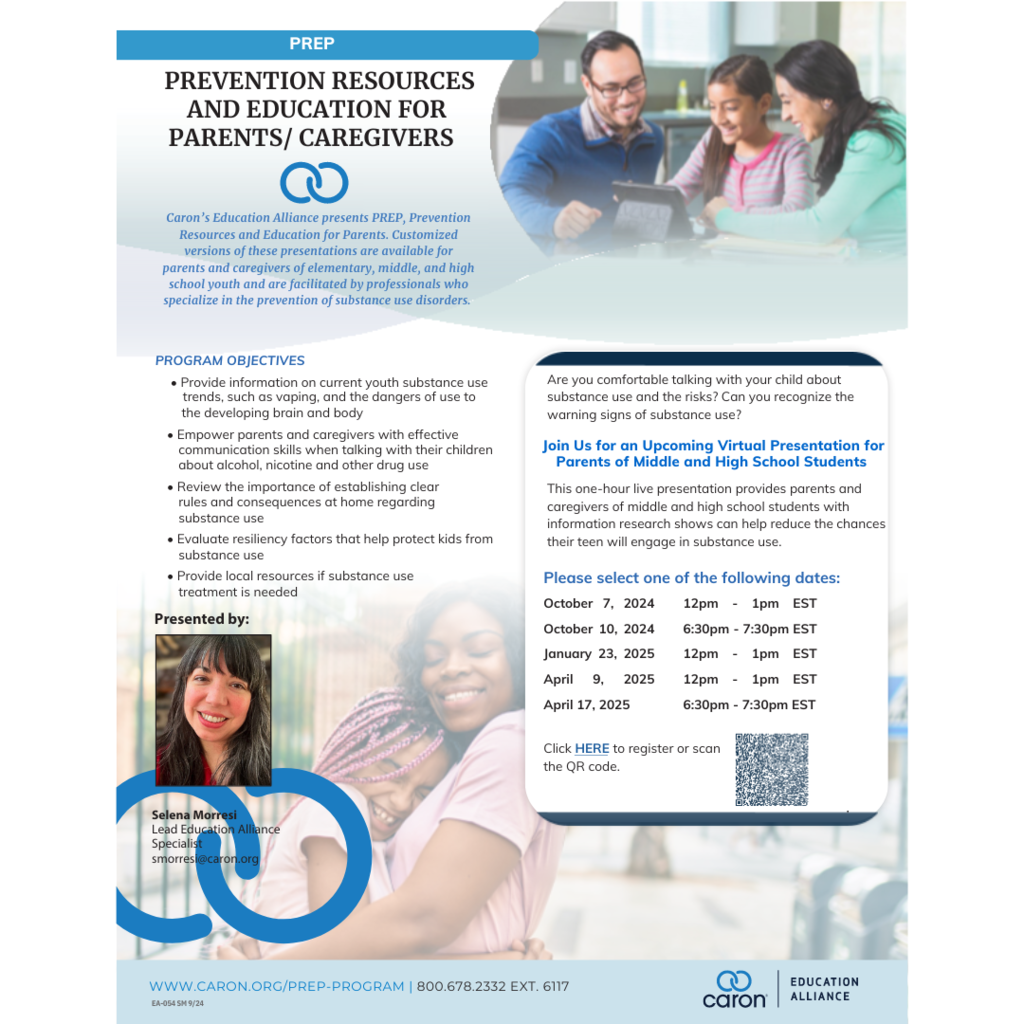Prevention Resources & Education for Parents/Caregivers January 23, 2025.