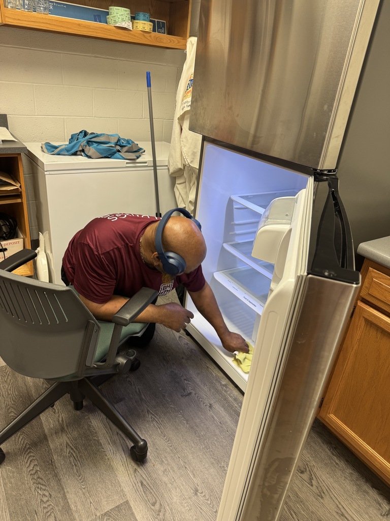cleaning the fridge