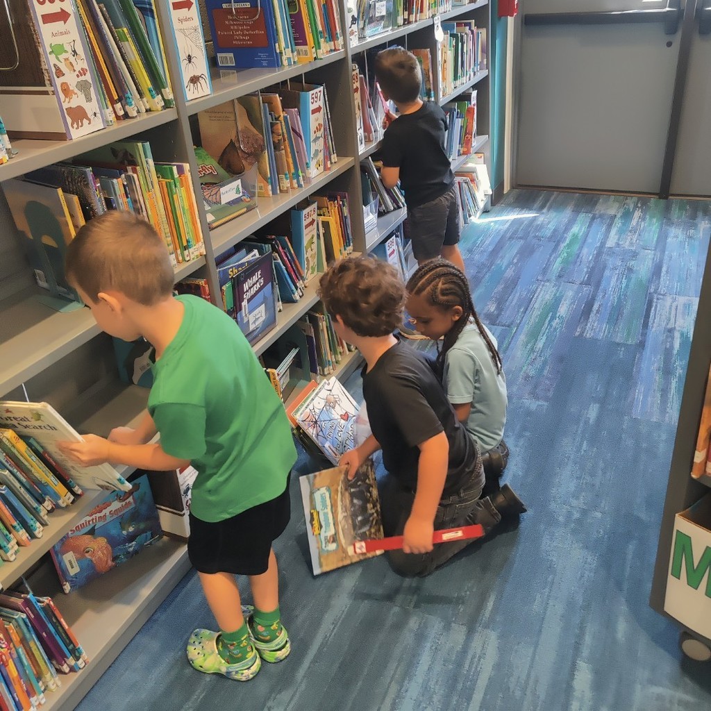 Students choosing books