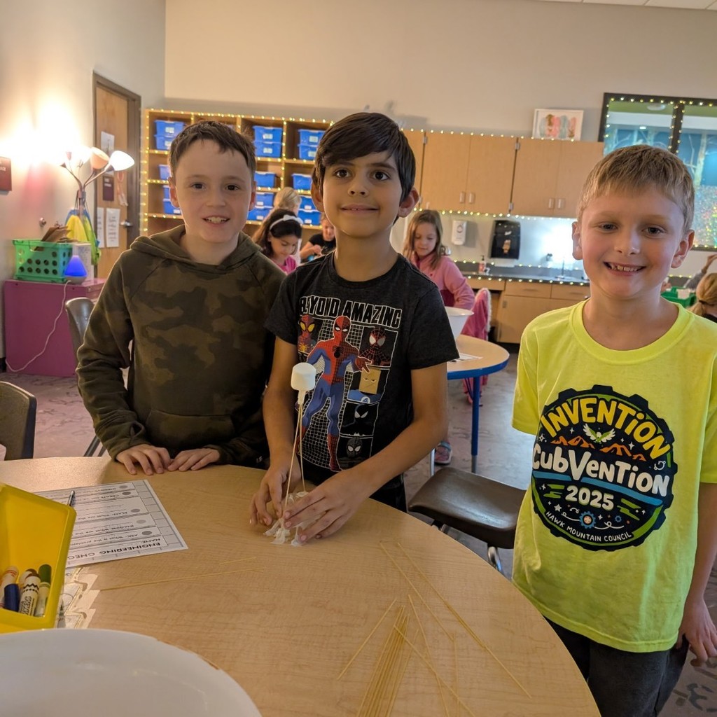 Grade 3 STEM Challenge winners using the Engineer Design Process