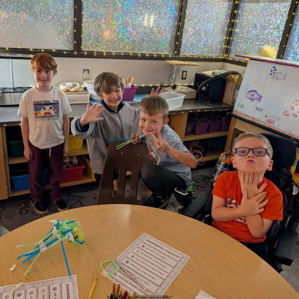 Grade 2 STEM Challenge winners using the Engineer Design Process