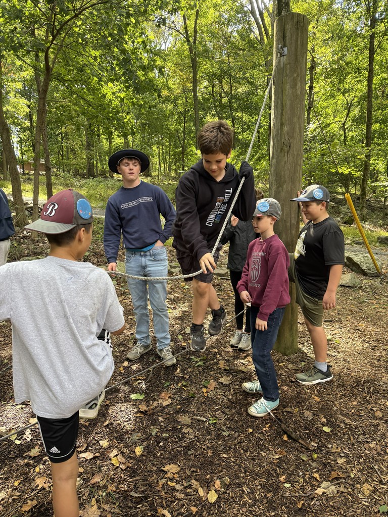 students on the low ropes course