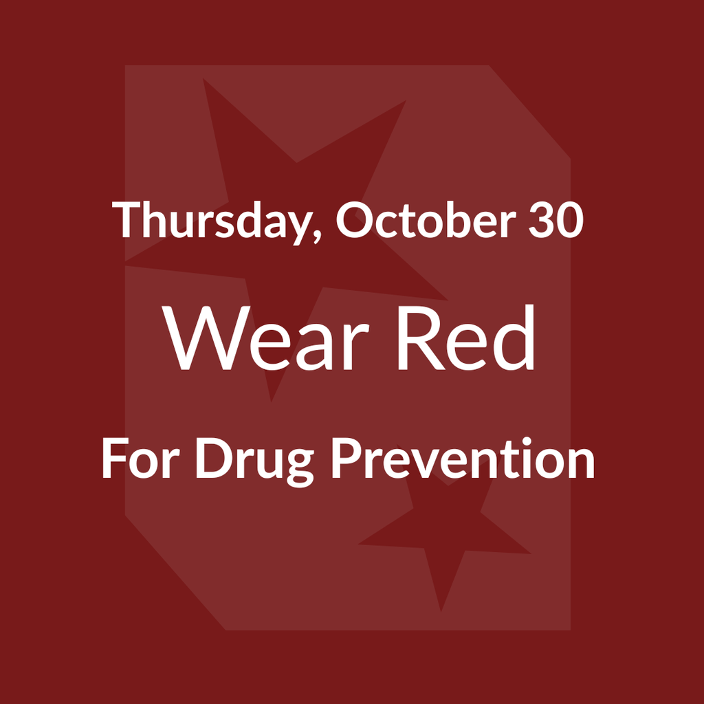 🔴 Thursday, Oct. 30 – Red Day  Wear red to pledge to drug prevention! 🎗️ Let’s fill the halls with red and show our commitment to living drug free! ❤️