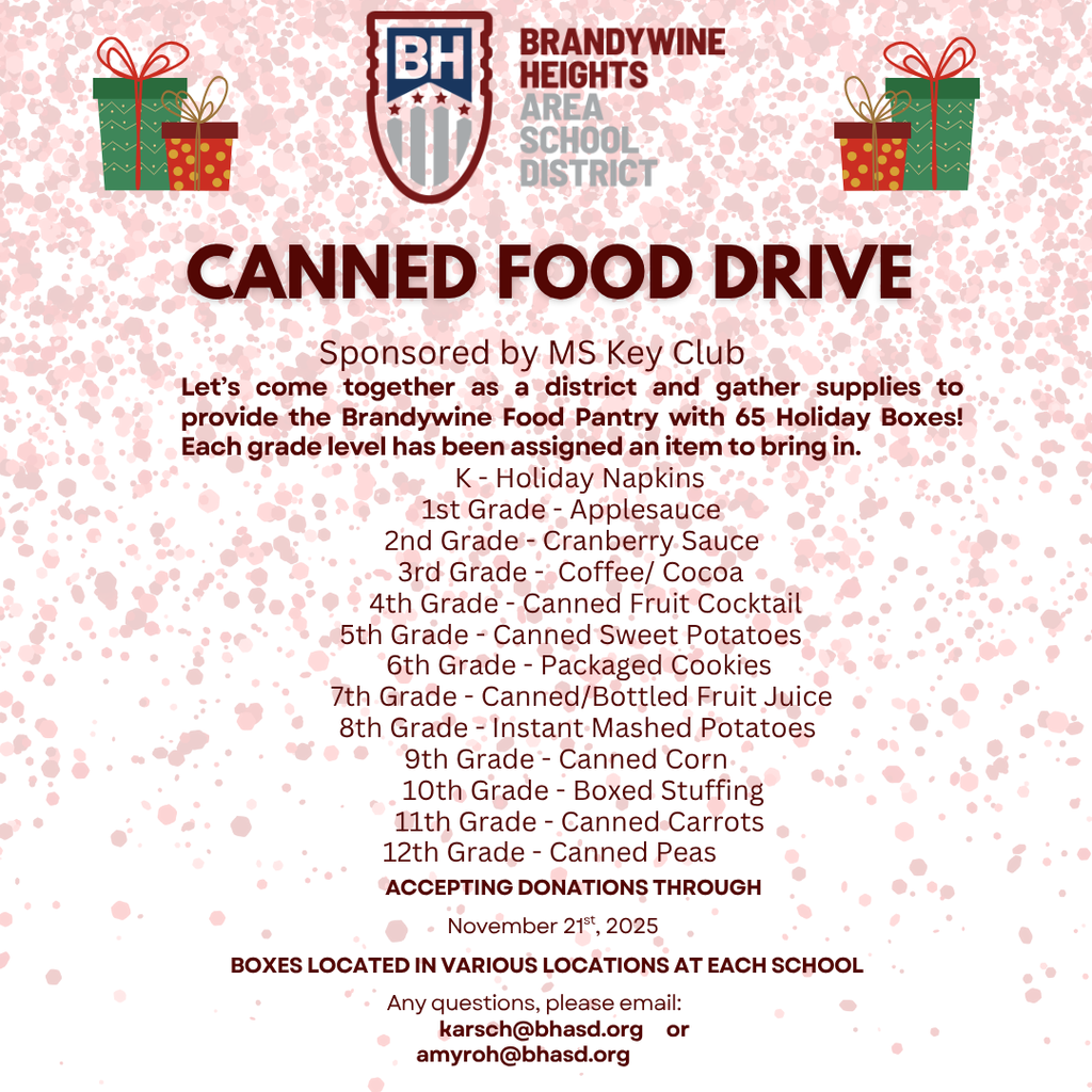 Flyer with information abour canned food drive