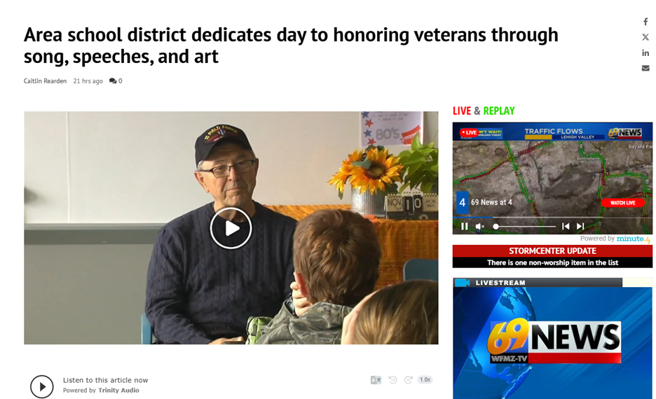 Veteran's Day Celebration news coverage