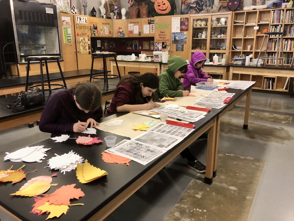 Students using zentangle patterns to create contemplative moments.